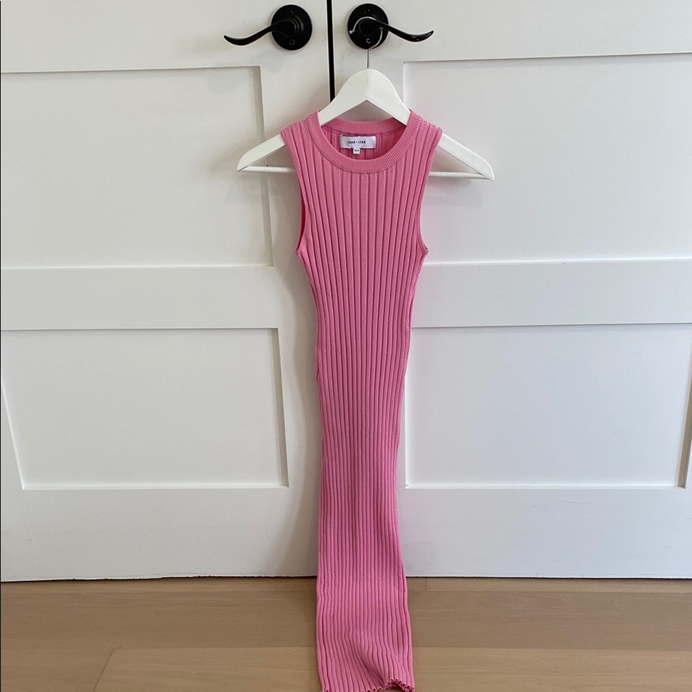 Pink Ribbed Sleeveless Dress